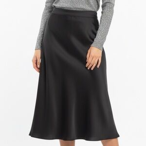 J.Crew Silky Black A-Line Midi Skirt Women’s XXL Satin Feel